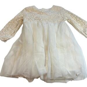 Starting Out Ivory Dress w/ Lace & Tulle Details, Size 9MO, NWT!